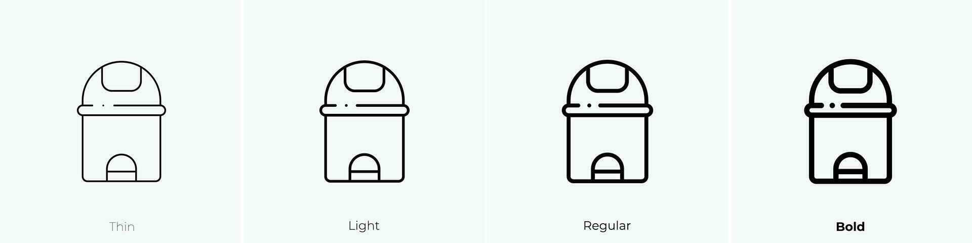 trash can icon. Thin, Light, Regular And Bold style design isolated on white background vector