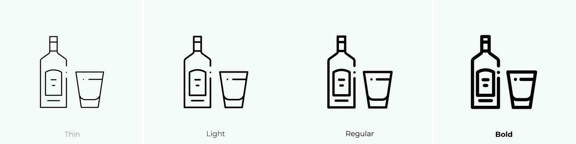 tequila icon. Thin, Light, Regular And Bold style design isolated on white background vector
