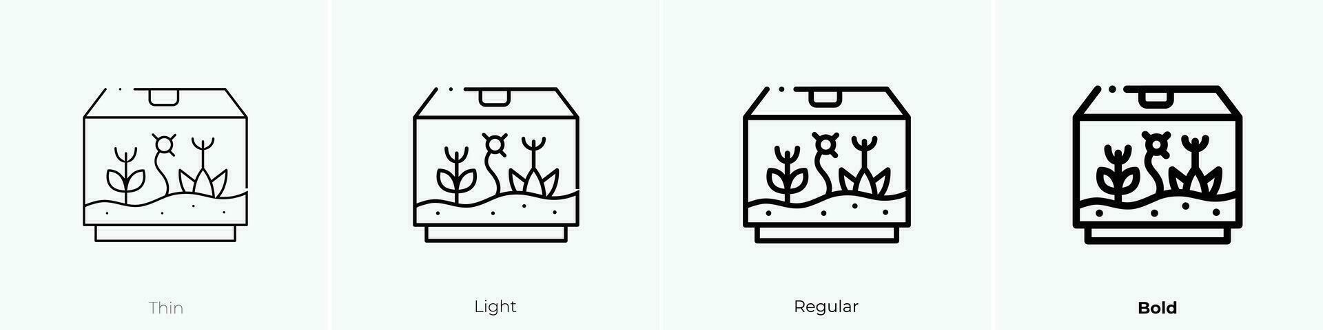 terrario icono. delgado, luz, regular y negrita estilo diseño aislado en blanco antecedentes vector