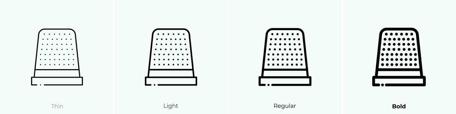 thimble icon. Thin, Light, Regular And Bold style design isolated on white background vector