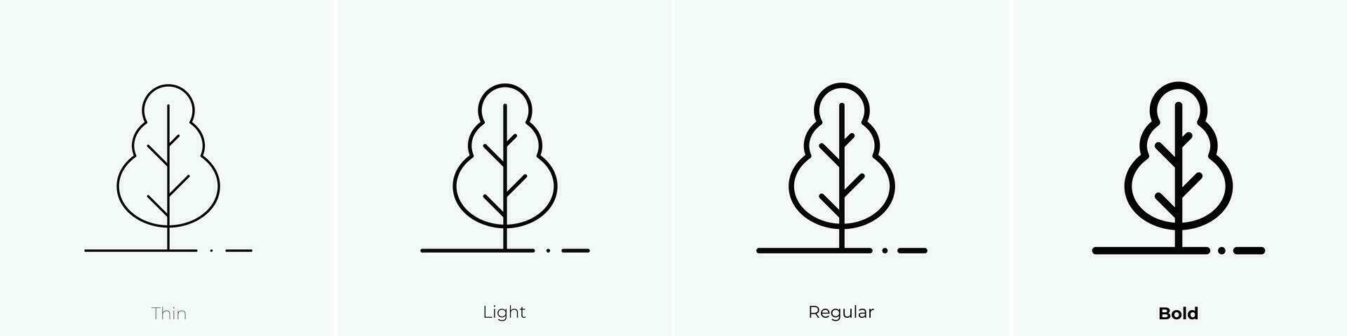 tree icon. Thin, Light, Regular And Bold style design isolated on white background vector