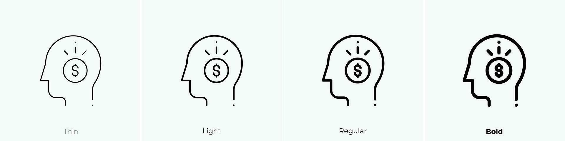 thinking icon. Thin, Light, Regular And Bold style design isolated on white background vector
