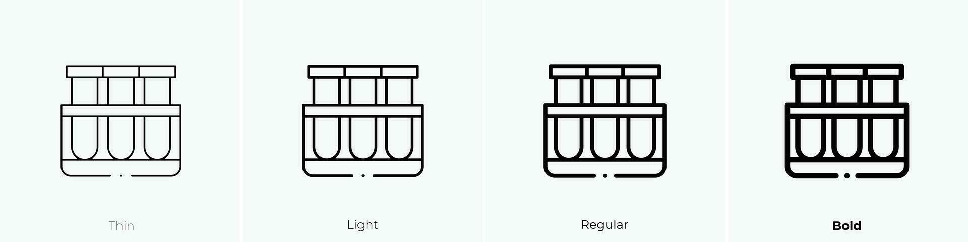prueba tubos icono. delgado, luz, regular y negrita estilo diseño aislado en blanco antecedentes vector