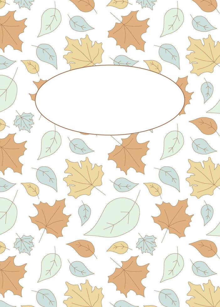 otoño cuaderno cubrir con espacio para texto. vector ilustración para planificador, tarjeta postal, póster con caído hojas con Copiar espacio. decorativo diseño Arte modelo con arce hoja en pastel colores.