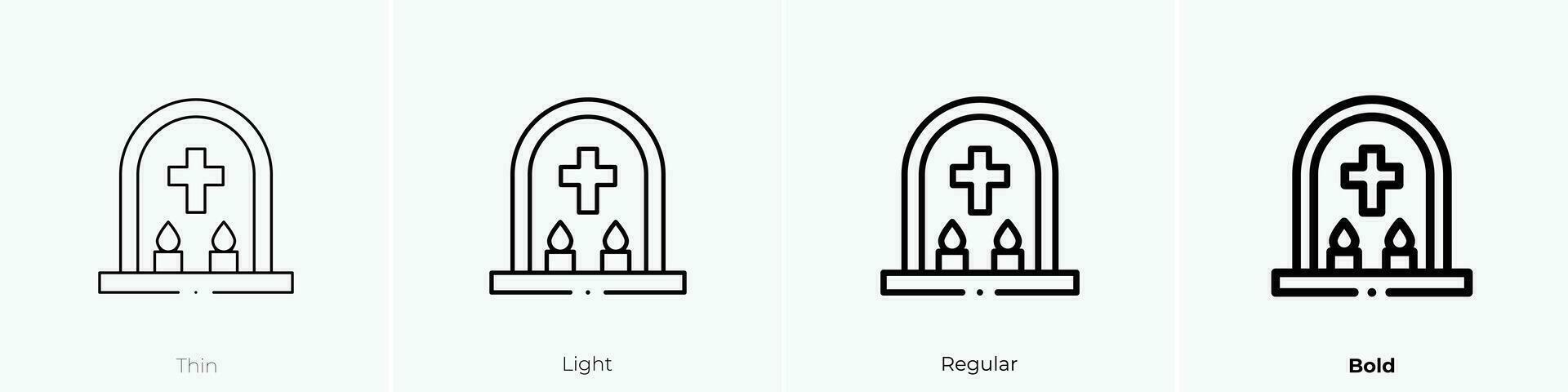 lápida sepulcral icono. delgado, luz, regular y negrita estilo diseño aislado en blanco antecedentes vector