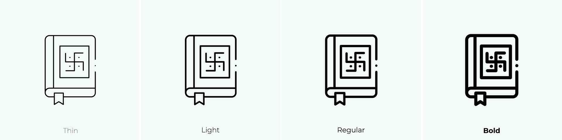 vedas icon. Thin, Light, Regular And Bold style design isolated on white background vector