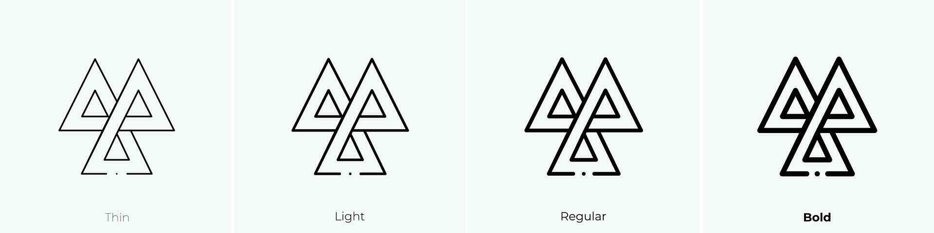 valknut icon. Thin, Light, Regular And Bold style design isolated on white background vector
