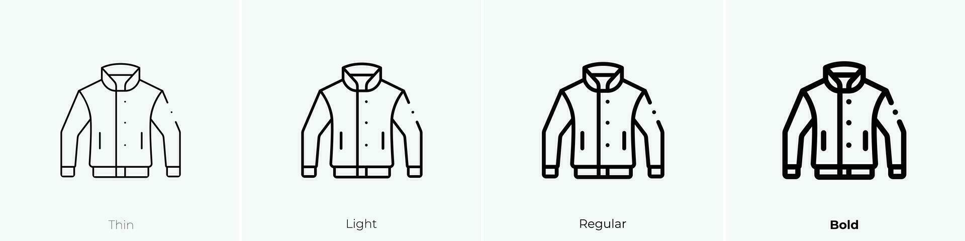 varsity jacket icon. Thin, Light, Regular And Bold style design isolated on white background vector