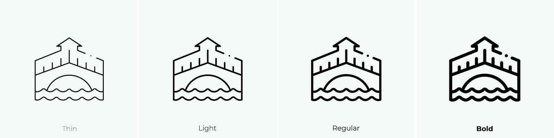 Venecia icono. delgado, luz, regular y negrita estilo diseño aislado en blanco antecedentes vector