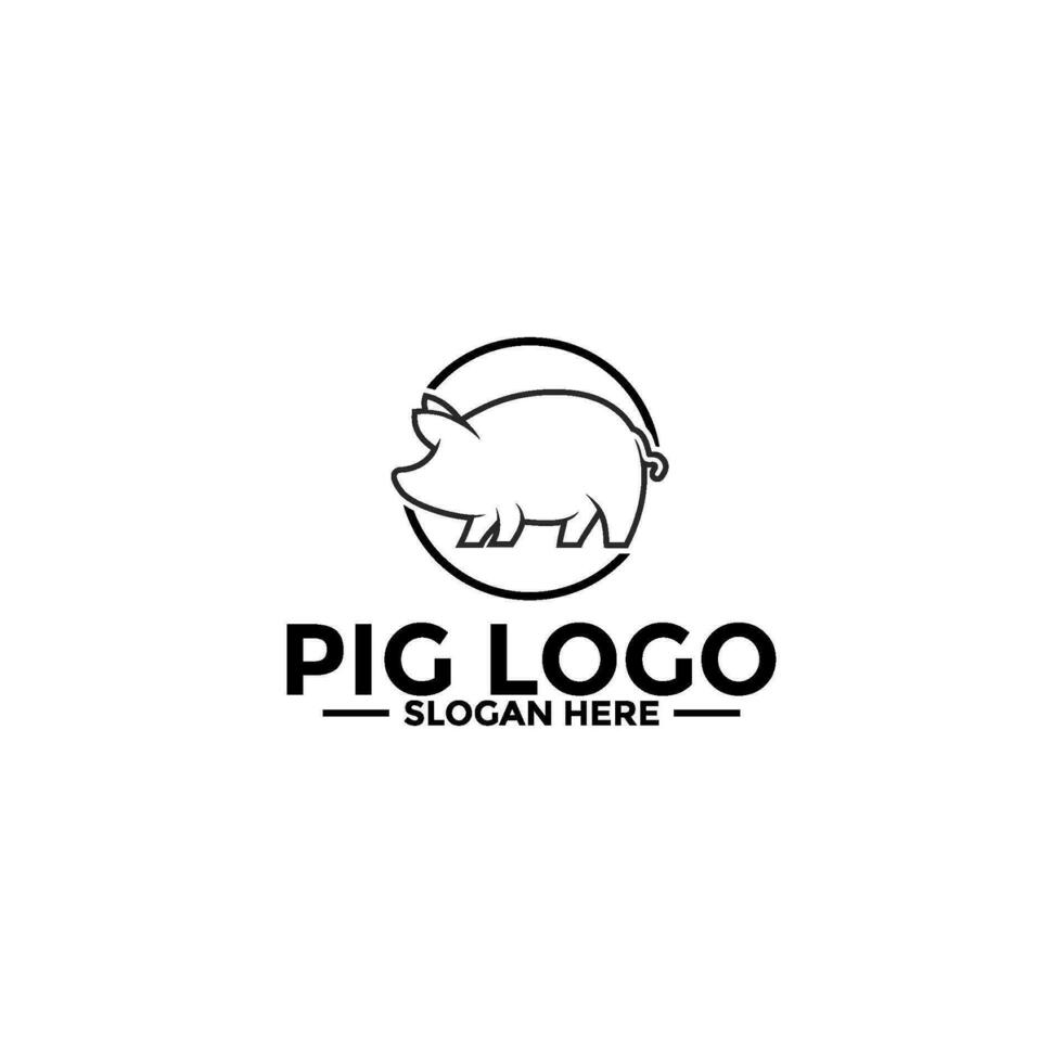 Pig logo icon design template vector,Pork Pig line art logo design vector