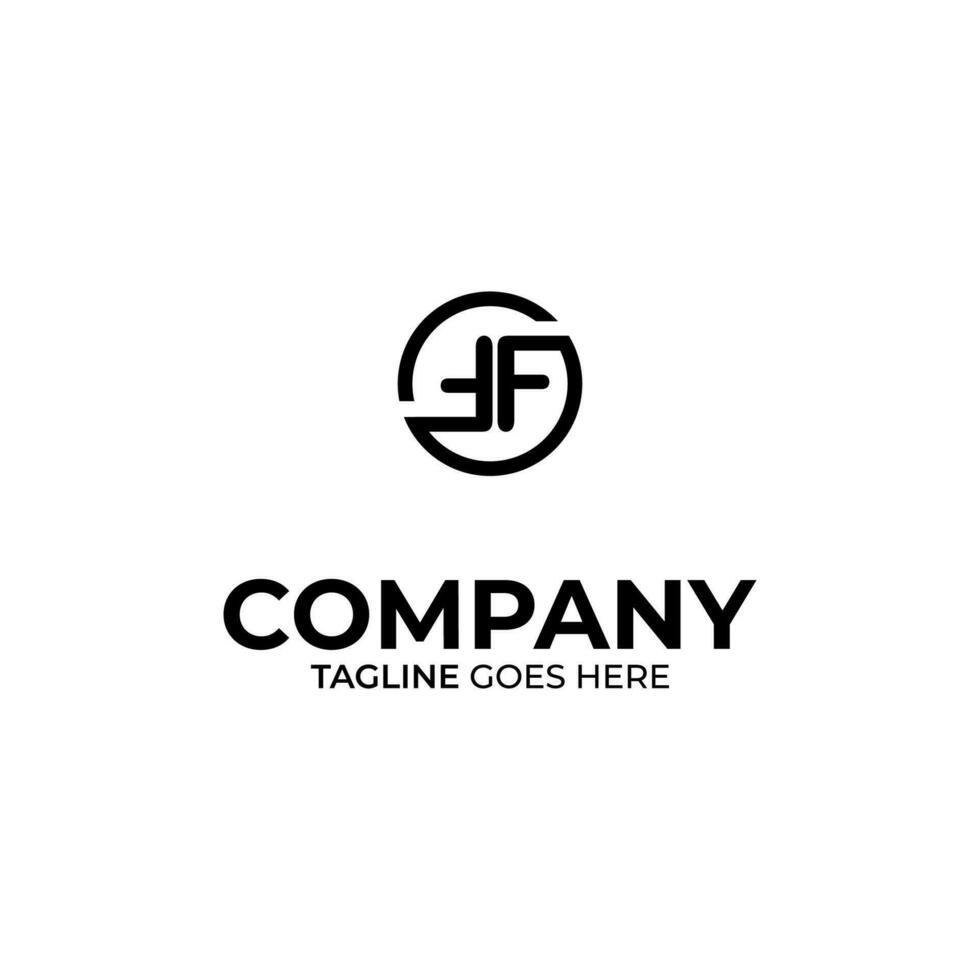 Abstract FF letter simple style logo design vector template