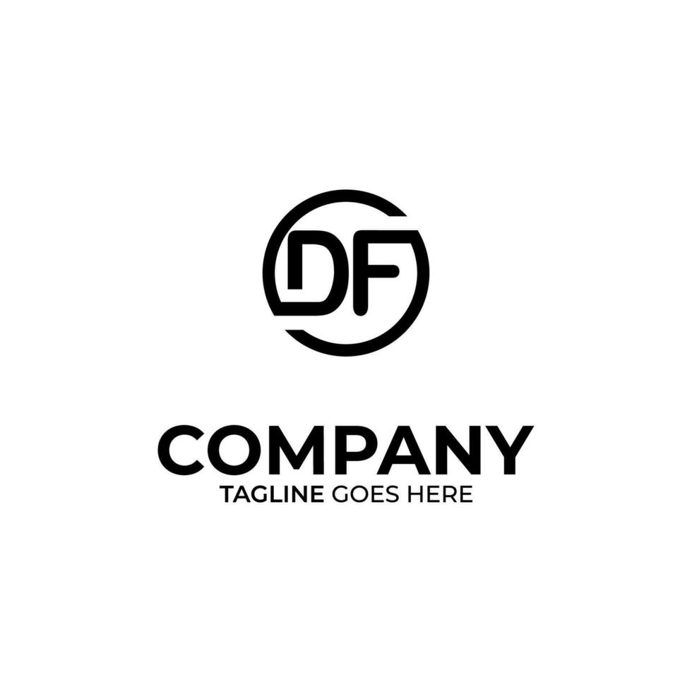 Abstract DF letter simple style logo design vector template