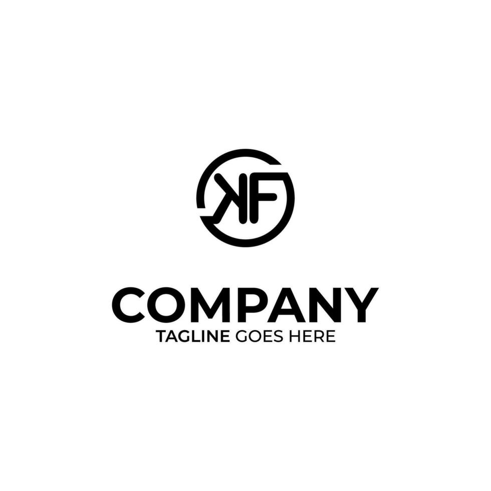Abstract KF letter simple style logo design vector template