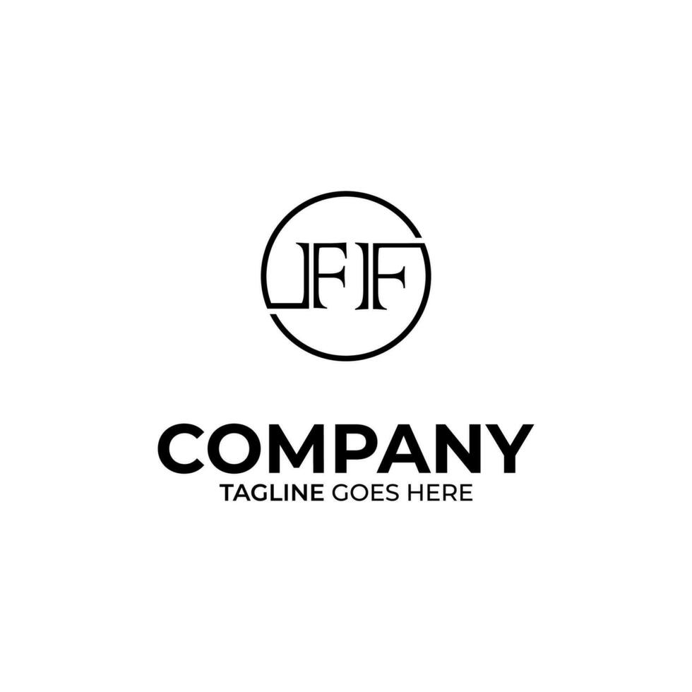 Abstract FF letter simple style logo design vector template
