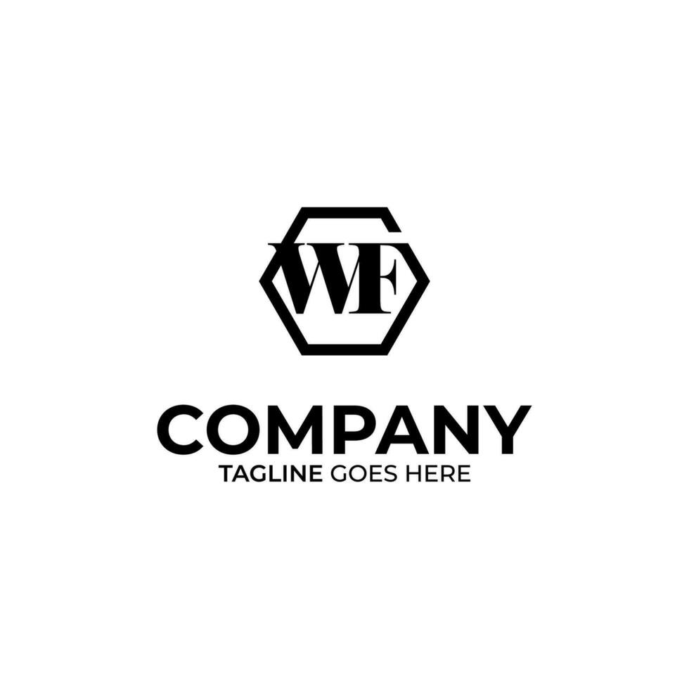 Abstract WF letter simple style logo design vector template