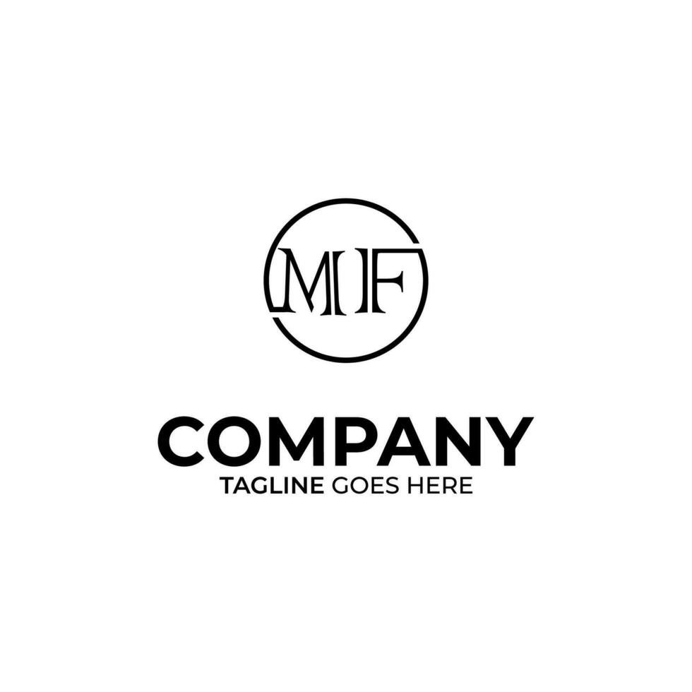 Abstract MF letter simple style logo design vector template