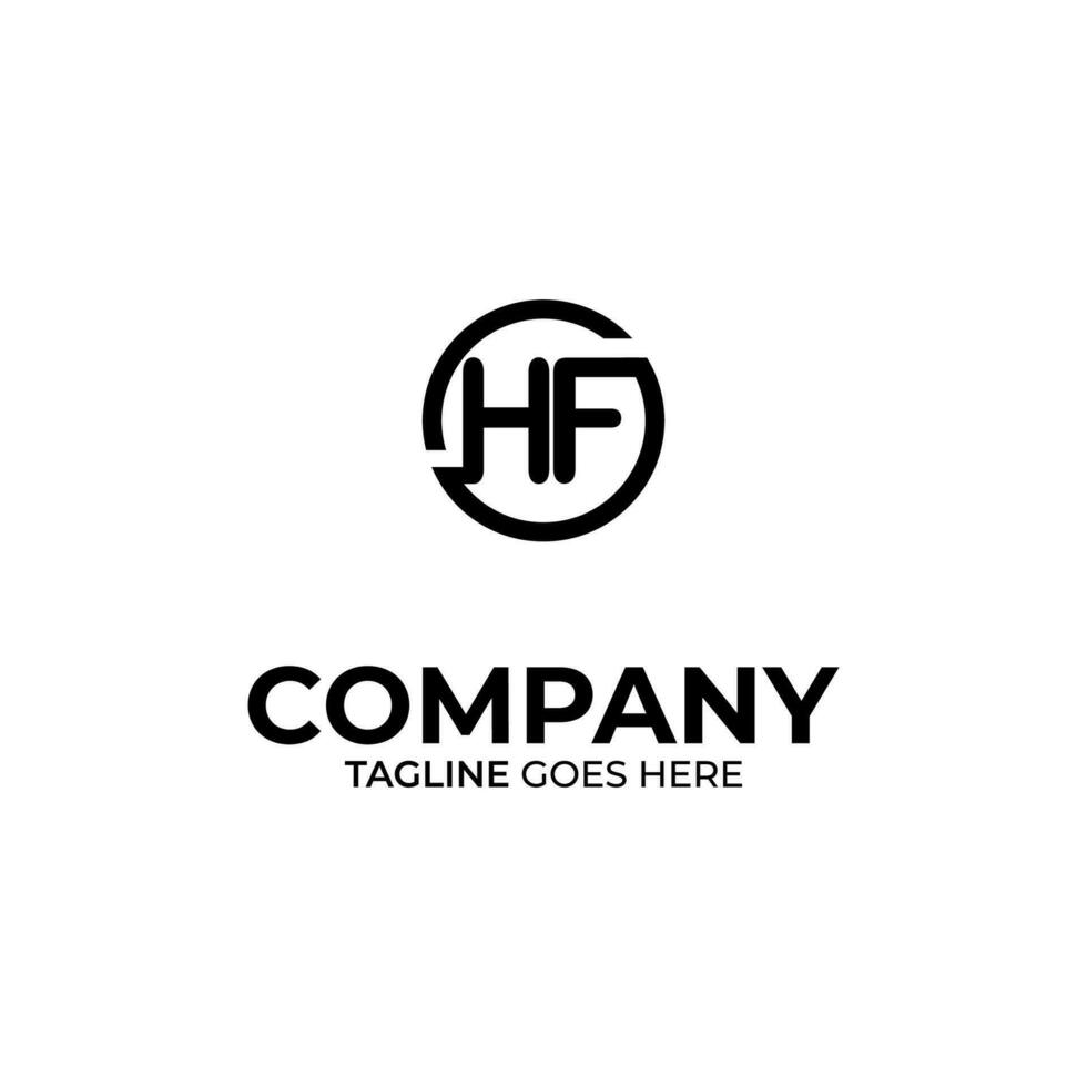 Abstract HF letter simple style logo design vector template