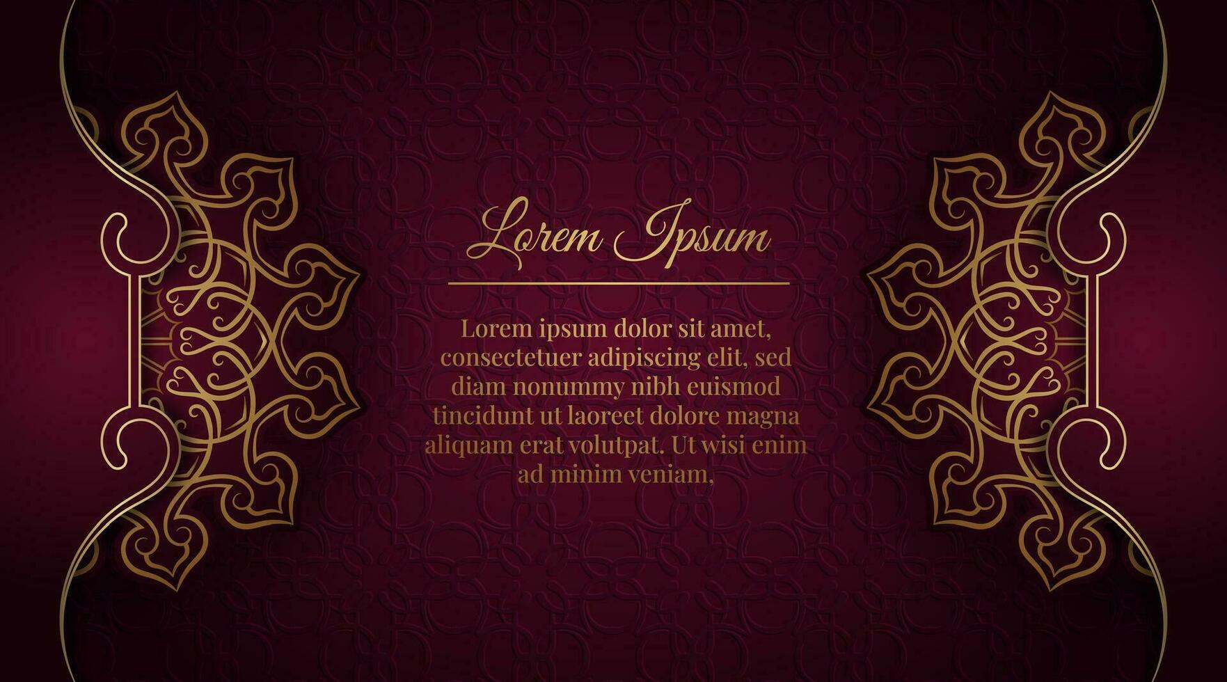 Red luxury background, with gold mandala ornament vector