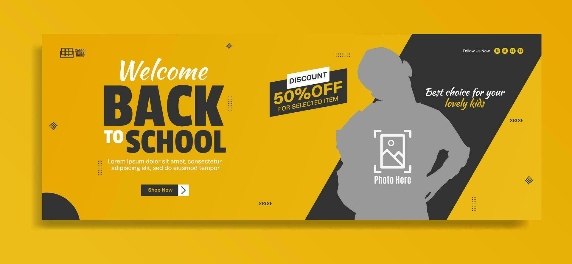 Back to school business horizontal banner template design vector
