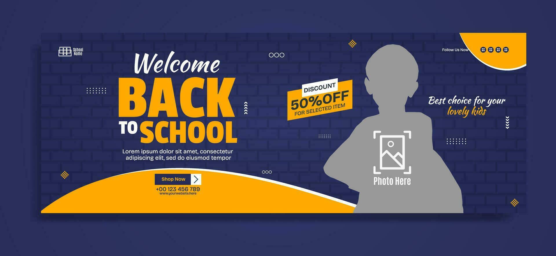 Back to school business horizontal banner template design vector