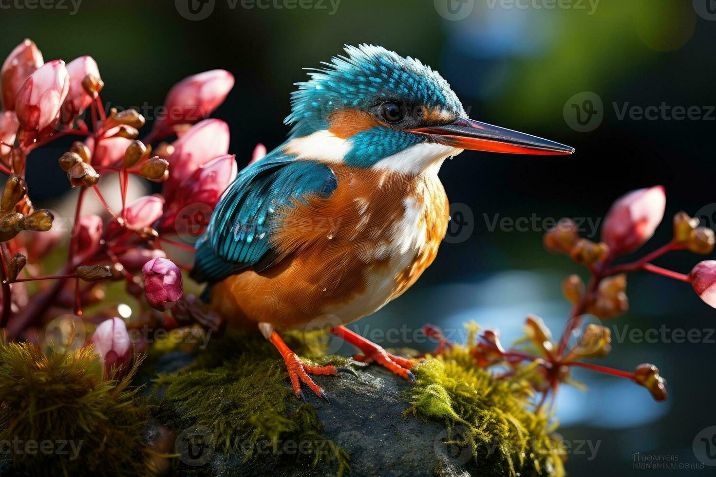 Kingfisher is relaxing on the rock. photo