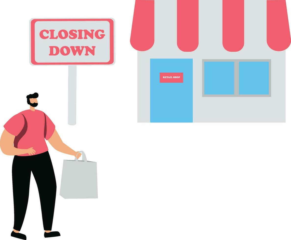 Retail shop with closing down sign vector