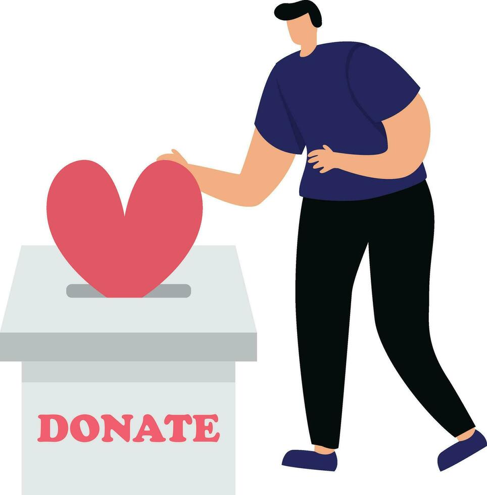 Businessman drops a heart in a donation box vector