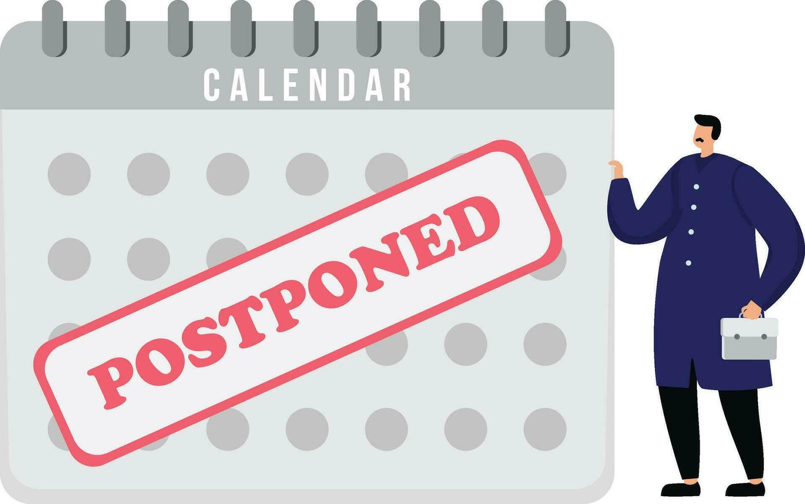 Businessman holds a postponed sign 28285316 Vector Art at Vecteezy