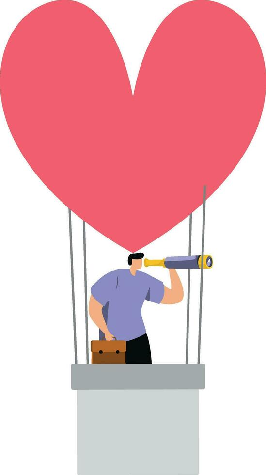 Lover float in the sky by a heart shape balloon vector
