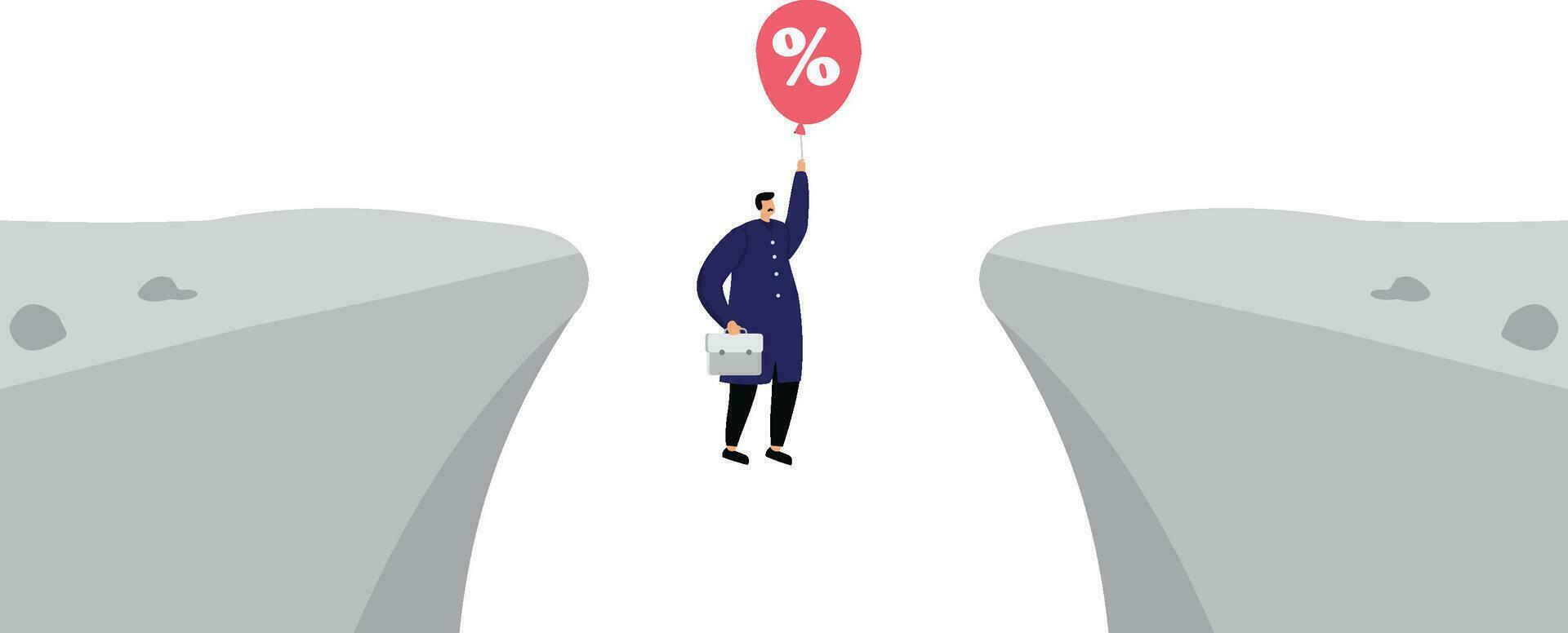 Businessman floating with percentage symbol balloon vector