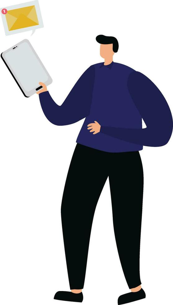 Businessman holds a mail with notification vector