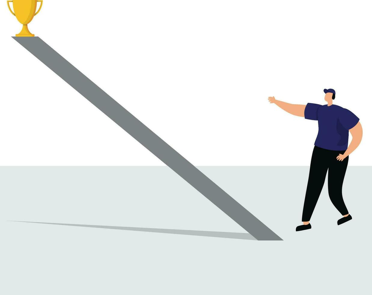 Businessman looks at a trophy at top a ladder vector