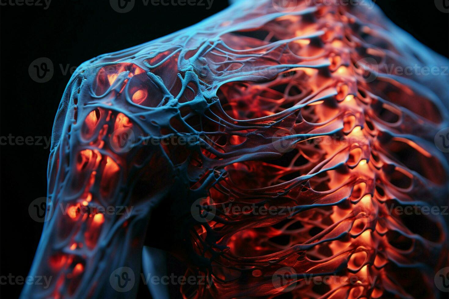 Back x ray displays distinct red and blue shades AI Generated photo