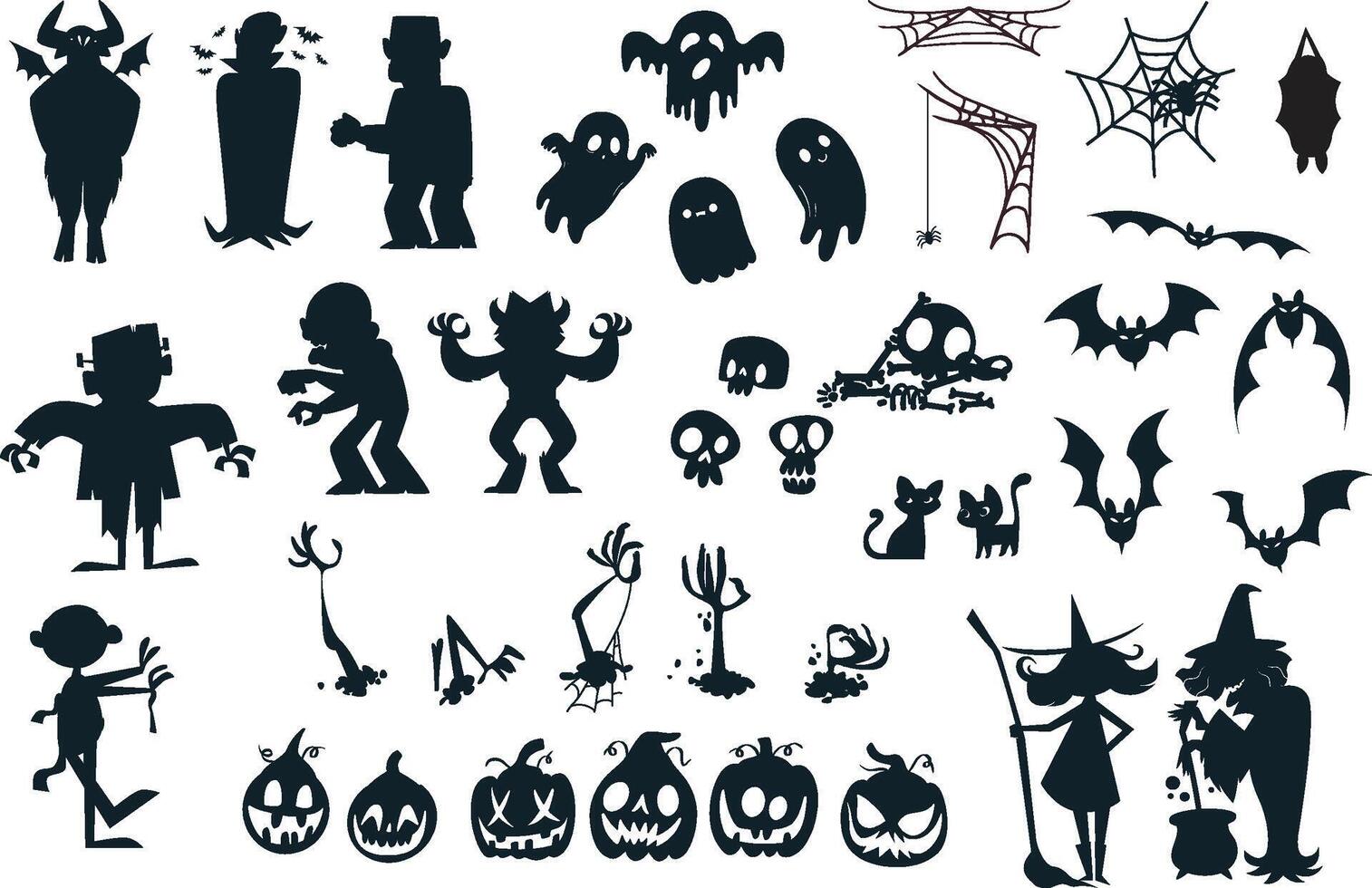 Halloween silhouettes vector set 28285507 Vector Art at Vecteezy