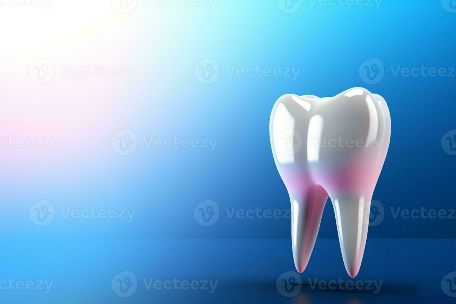 Dentist promo banner 3D teeth illustration with generous text space AI Generated photo