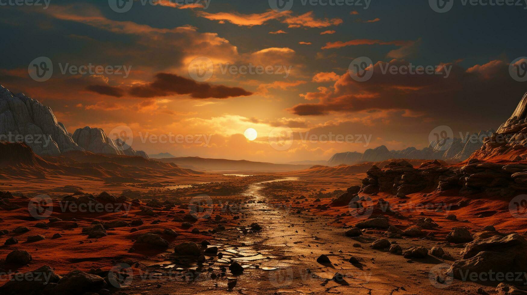 Landscape planet mars ai photo