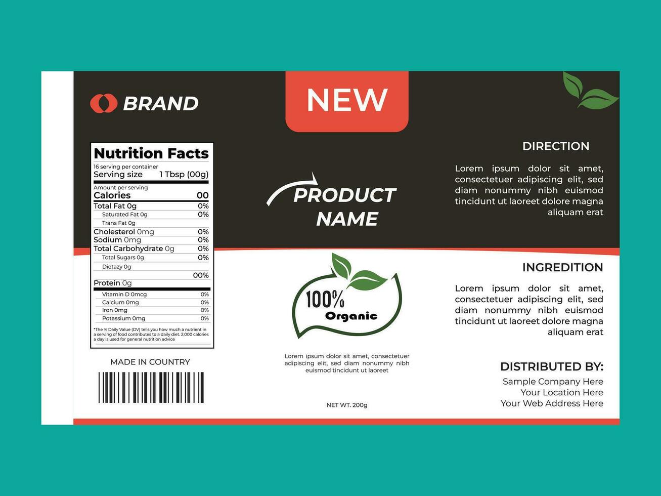 Natural Organic Product Label Design template vector