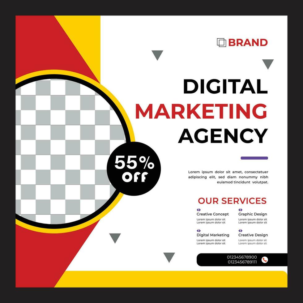 Vector illustration digital marketing agency square flyer or social media post template