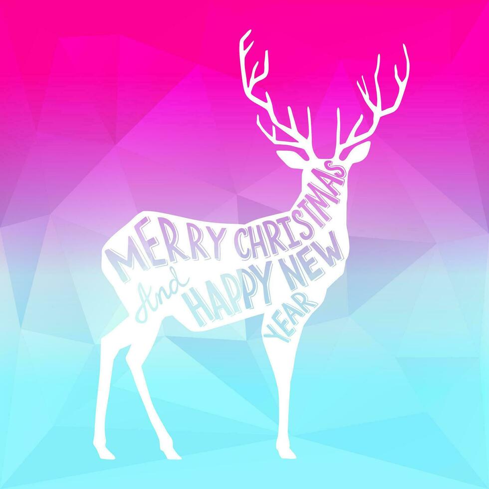 Christmas deer with handlettering vector illustration. New year decorative element.