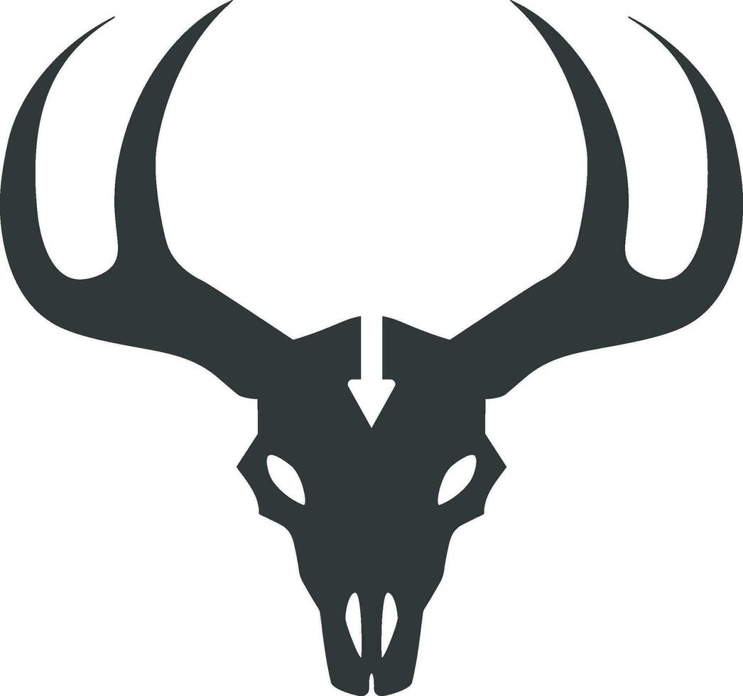 Deer's skull. Animal skull with arrow on it. vector