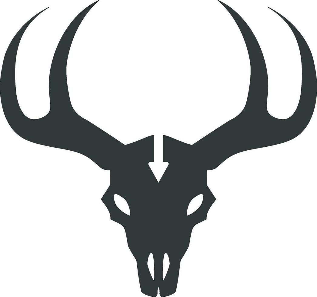 Deer's skull. Animal skull with arrow on it. vector