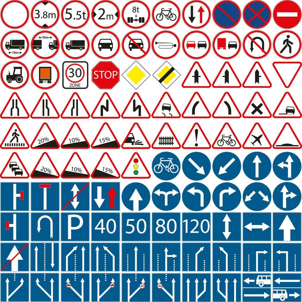 Road signs icons bundle. Signs vector icon bundle. Icons bundle.