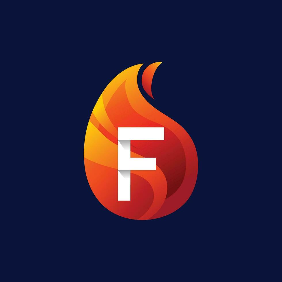 Initials F flame logo design Initial Letter Logo vector