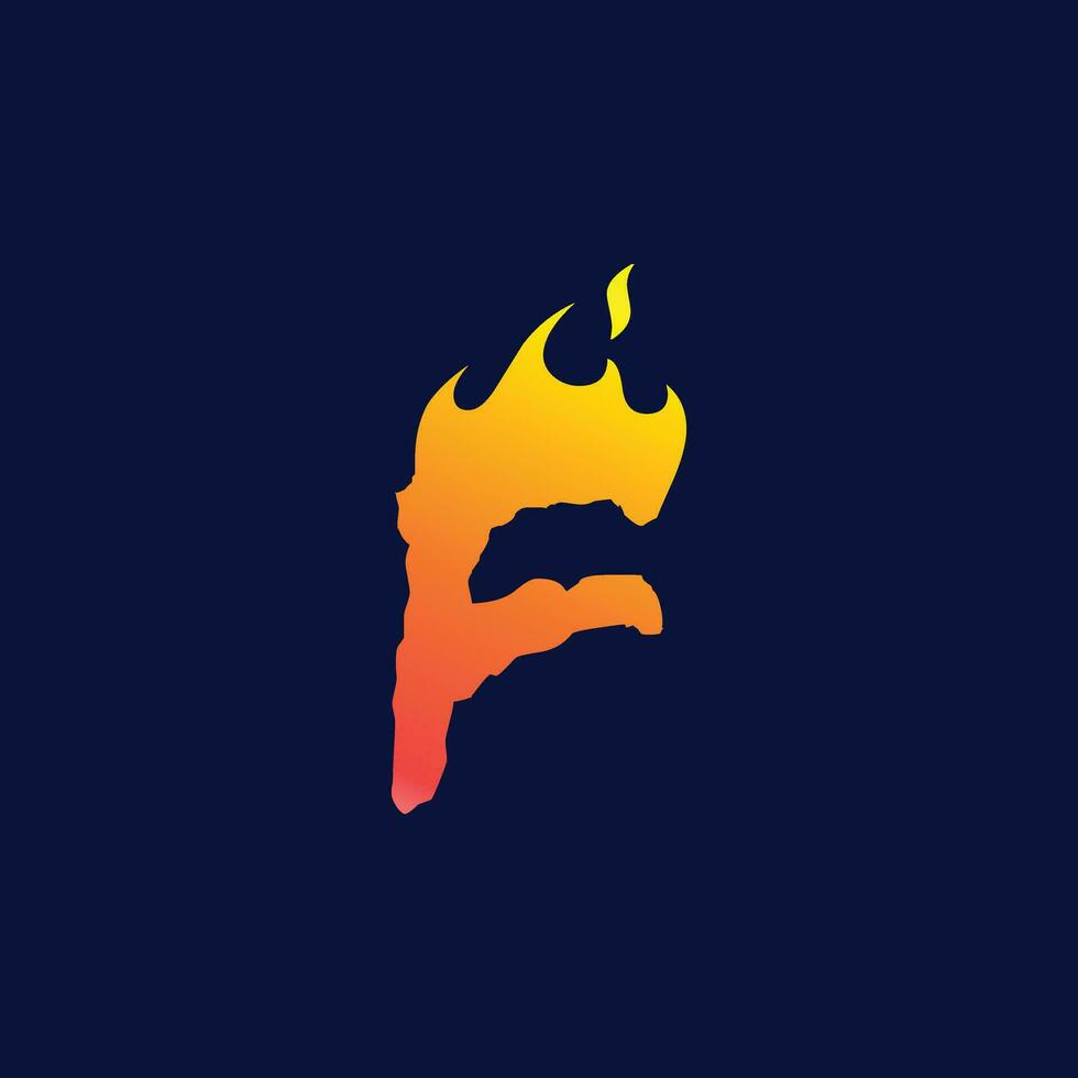 Vector gradient f letter flame logo template