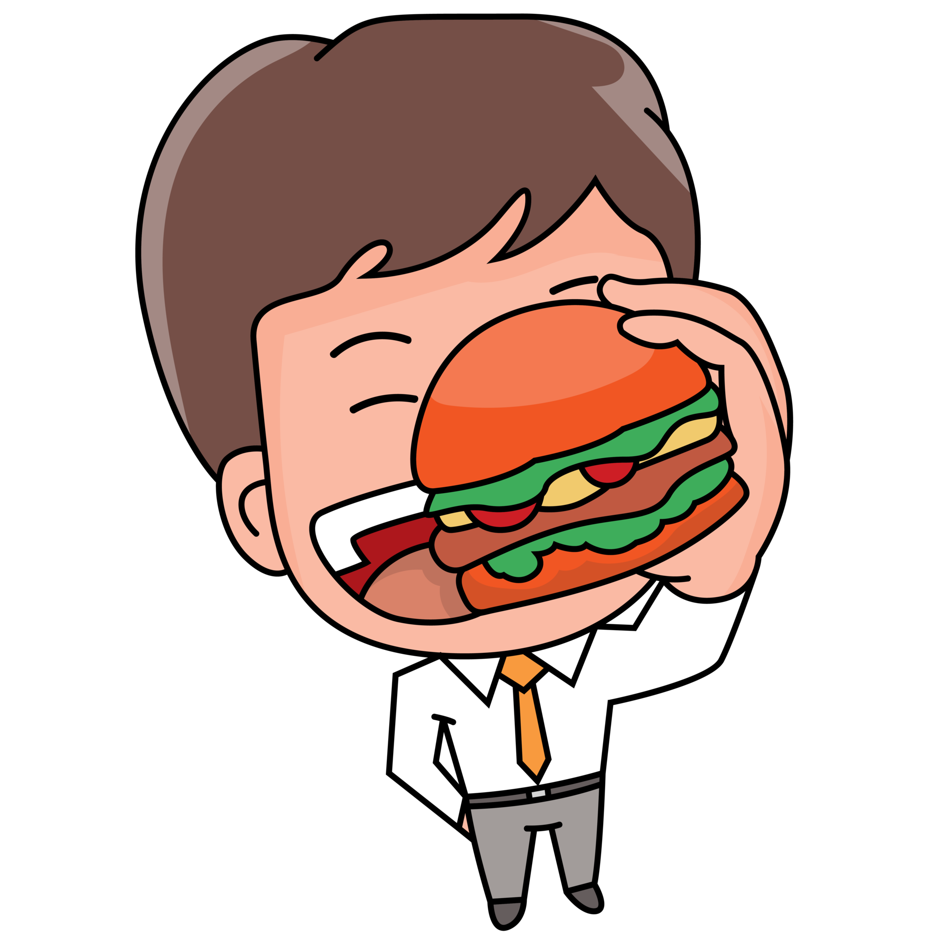 Businessman cartoon eating hamburger 28285885 PNG