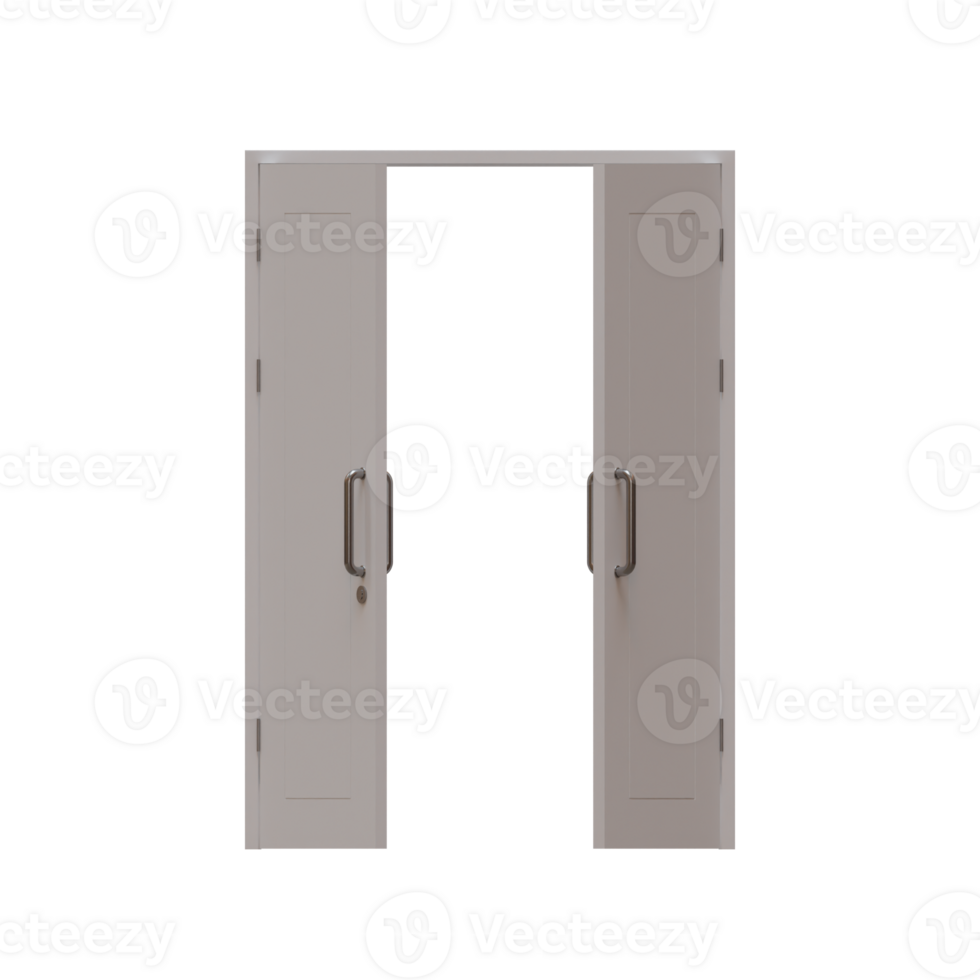 Double Swing Wood Door 3D Render Illustration Element png