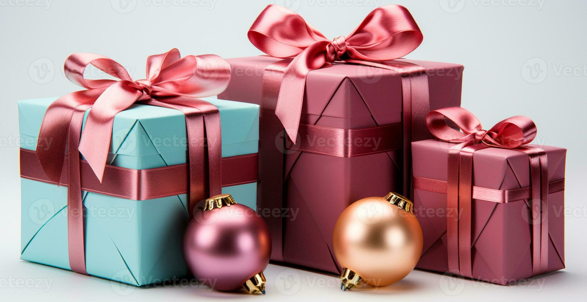 Beautiful Christmas gift box on white background - AI generated image photo