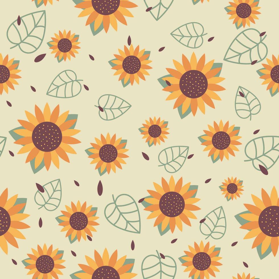 amarillo flores girasol, vector sin costura fondo, bandera, fondo de pantalla, embalaje, decorativo antecedentes