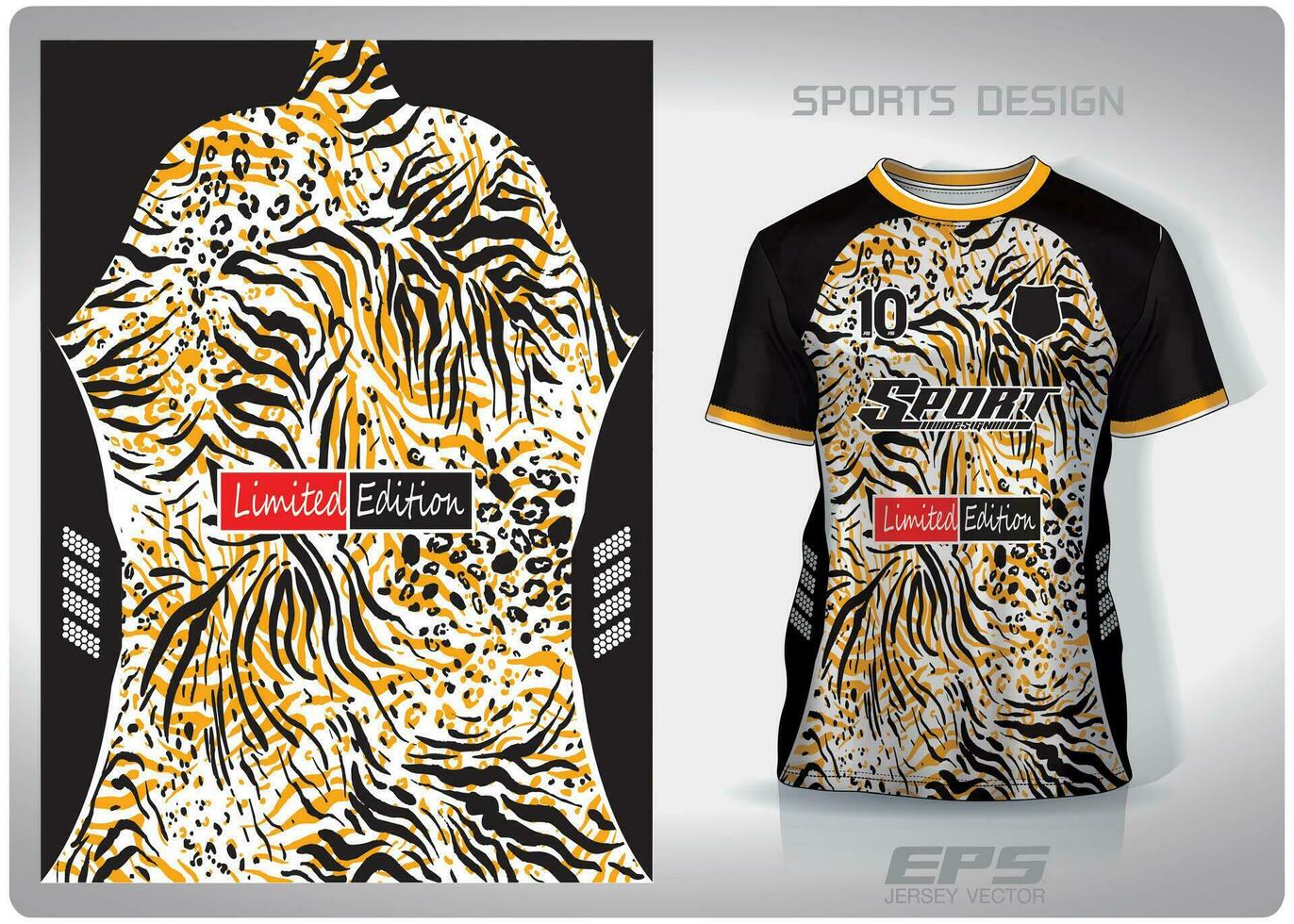 Vector sports shirt background image.Tiger leopard cheetah pattern design, illustration, textile background for sports t-shirt, football jersey shirt