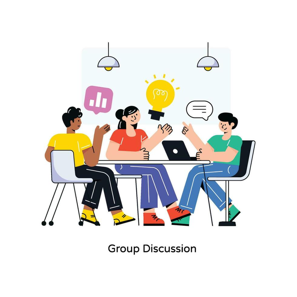 Group Discussion Flat Style Design Vector illustration. Stock illustration